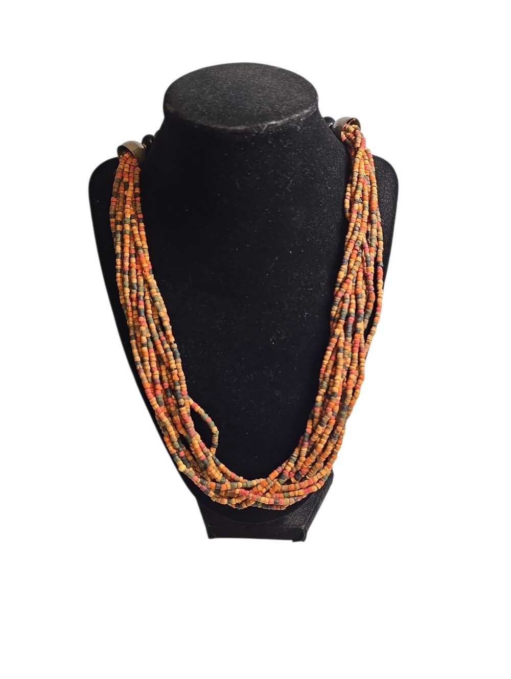 Vintage African Style Wood Beaded Necklace 22"